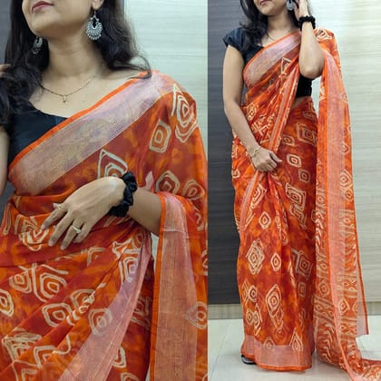 butterfly chiffon Zari woven border Abstract print