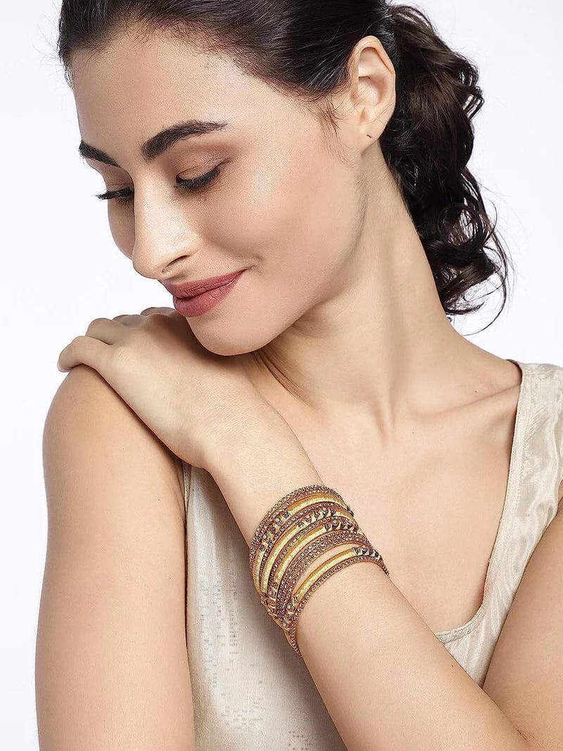 Gold Silk Thread Bangles Set of 12