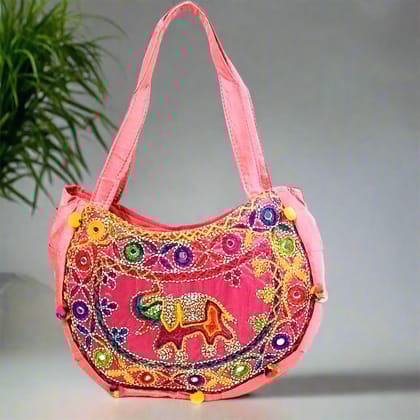 Sling Bag With Embroidery Work | Ethnic Shoulder Party Bags | Stylish Ladies Purse Handbag - For Woman, Girls, Tablet, Office & Gifts