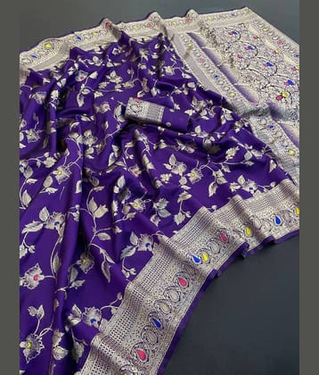 fab woven Art Silk Woven Kanjeevaram Sarees With Unstitched Blouse Piece ( Purple )