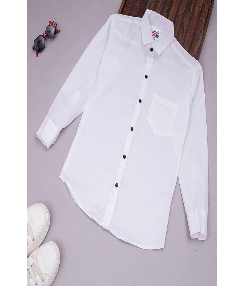 Qurobri Pack of 1 Boys Cotton Blend Full Sleeves Shirt ( White )