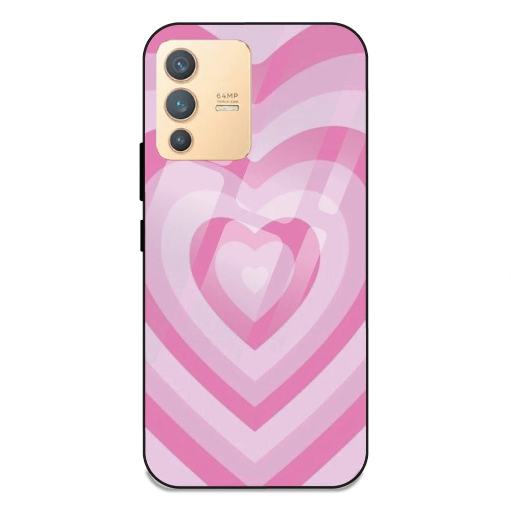 Pink Hearts - Glass Case For Vivo Models-Vivo V23 5G