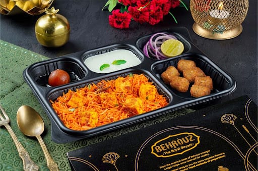Andhra Paneer Biryani Thali With Kebabs