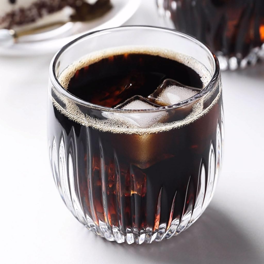 Crystal Clear Glass Whiskey Glasses Cocktail Glass, Stemless Wine Glass for Red and White Wine (280ML)