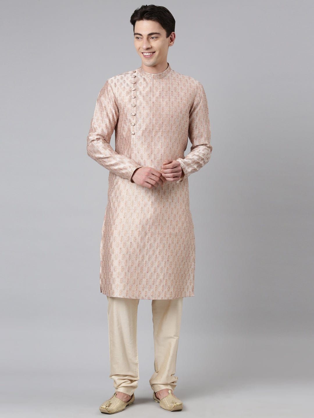 Peach Angrakha Kurta Set-Made To Measure / Only Kurta - No Lowers