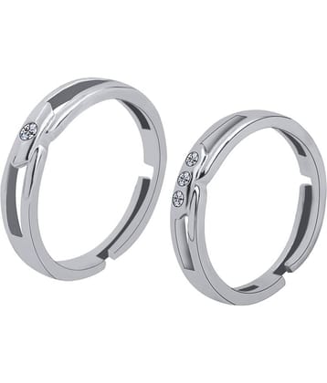 Silver Plated Solitaire Adjustable Couple ring  for Men and WomenCouple ring for Girls and Boys-2 pieces