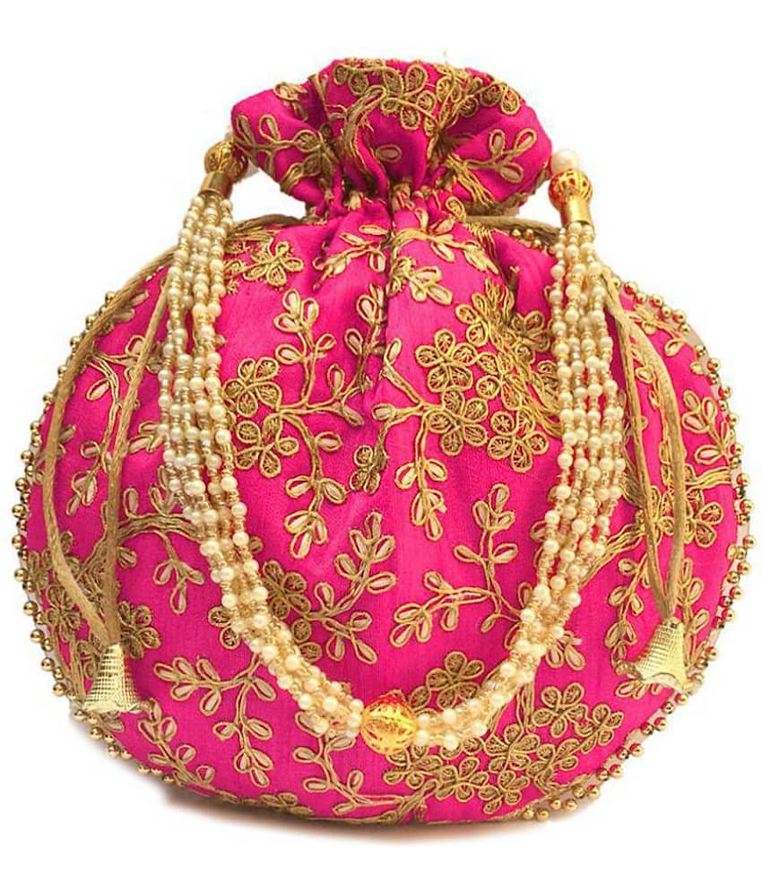 Bulbul Pink Silk Potli