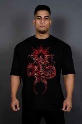 SUNFIRE DRAGON OVERSIZED T-SHIRT-S / Black