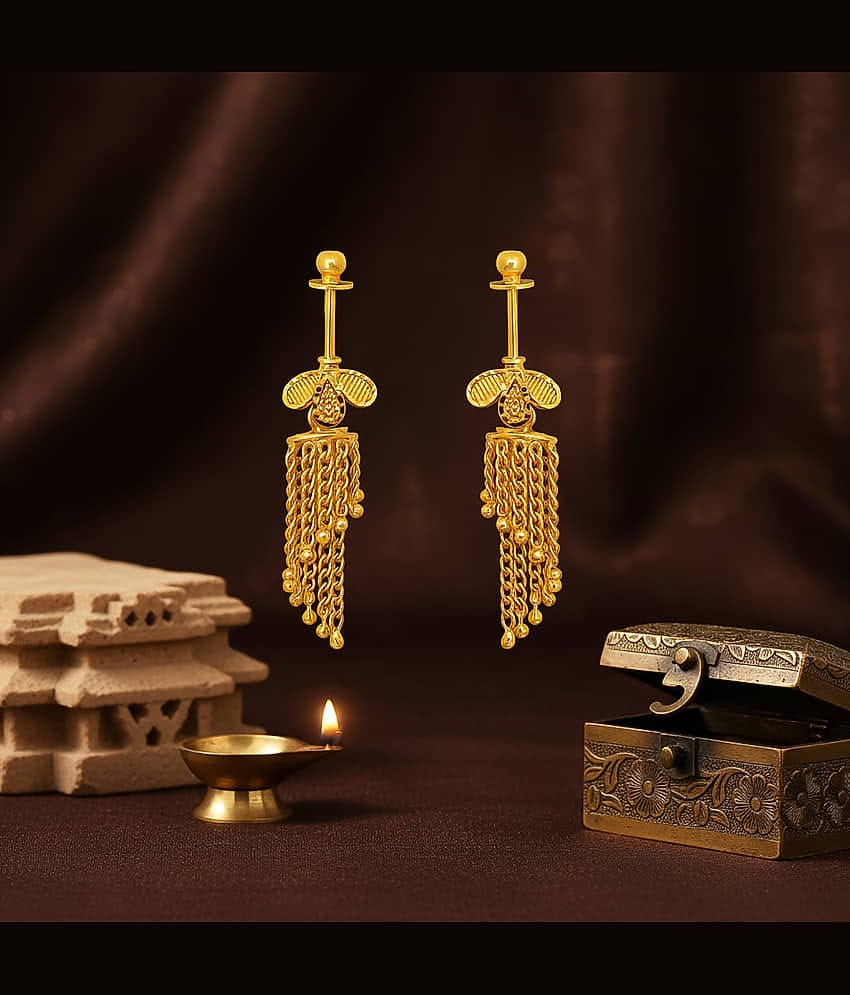 LUV FASHION Gold Chandelier Earrings ( Pack of 1 )