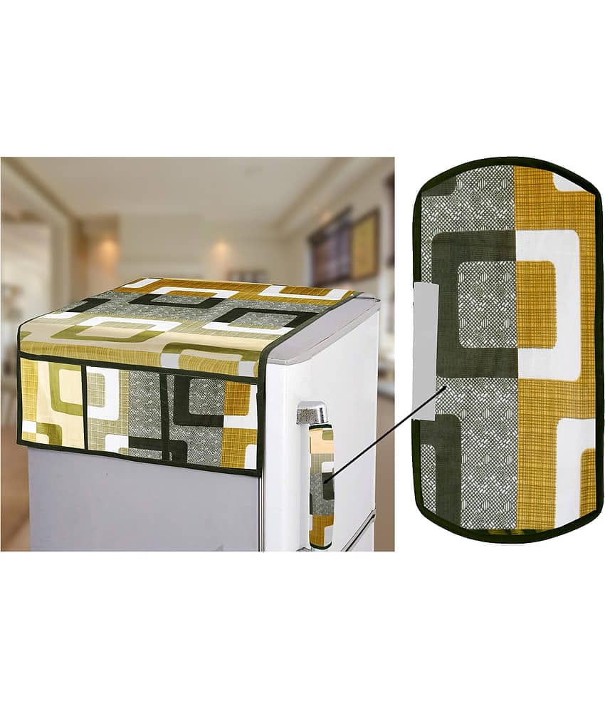 E-Retailer Set of 2 Polyester Green Fridge Top Cover