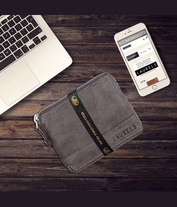 Laurels PU Gray Casual Regular Wallet