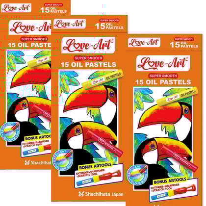 Artline Oil Pastel Set Of 15 in Quanity 3 | Ideal For Colour Mixing, Etching, Tinting | Free Art Tools