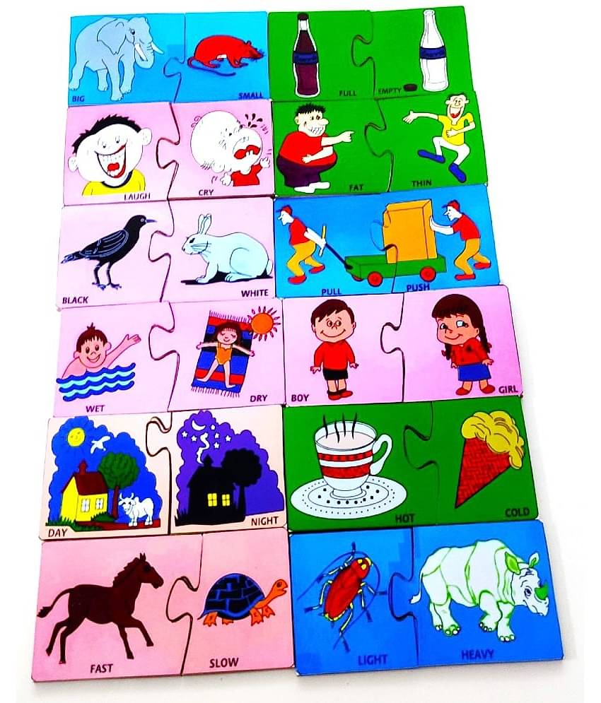 PETERS PENCE- Opposites Jigsaw Learning Puzzle Wooden Cards for Kids Pre Primary Education