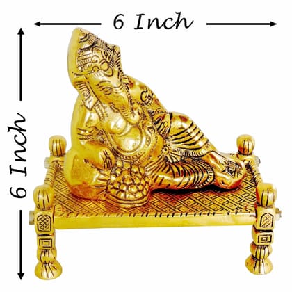 Aluminium Showpiece Bed Ganesh Statue (ASMAS445 G)