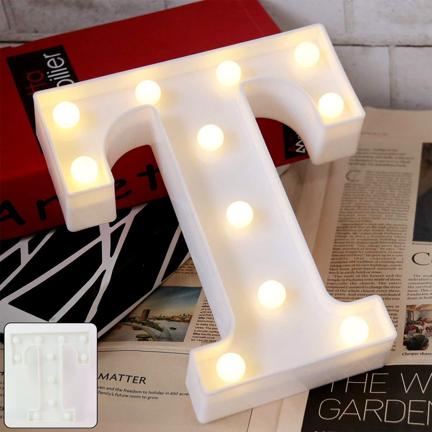 Decorative LED Marquee Alphabet Letter Light “T” (1 Pc)_assorted colour