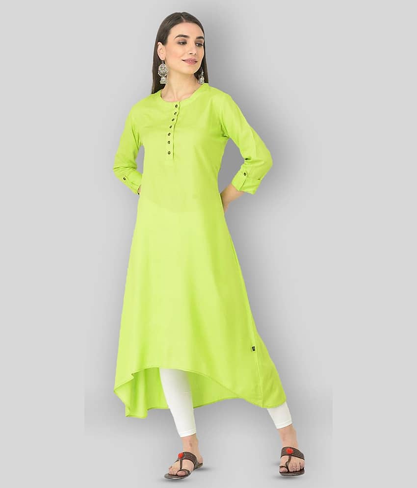 Pistaa - Green Viscose Women's Asymmetrical Kurti ( Pack of 1 )