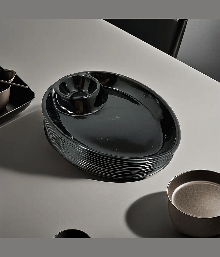 Inpro 12 Pcs Melamine Black Platter