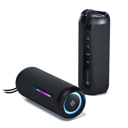 Portronics Breeze 5 25W Portable Wireless Bluetooth Speaker with in Built Mic,6 Hrs Playtime,RGB LEDs,TWS Mode,BT 5.3v,USB Drive,SD Card,AUX in,FM Radio,IPX5 Water Resistant,Type C Charging(Black) Portronics Breeze 5 25W Portable Wireless Bluetooth Speak