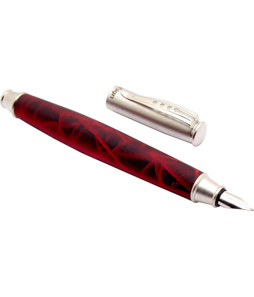Srpc Beena Fiorella Rose Wood Texture Body Fountain Pen With Satin Silver Metal Cap