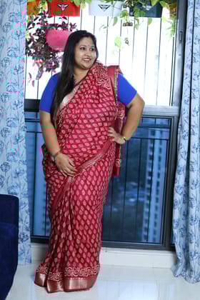 Rani Gulabi-Art Silk / Pinkish Red / Maheshwari Printed Art Silk