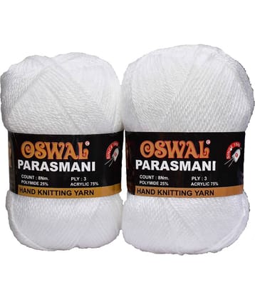 Represents Oswal 3 Ply Knitting  Yarn Wool,  White 200 gm Art-EGG