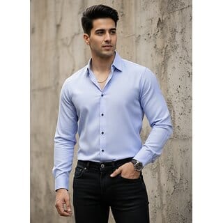 Casualbud Blue Men's Cotton Formal Shirt