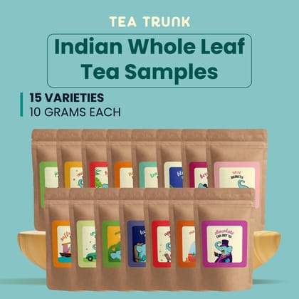 Indian Whole Leaf Tea Samples-15 X 10gms Loose Tea Packs