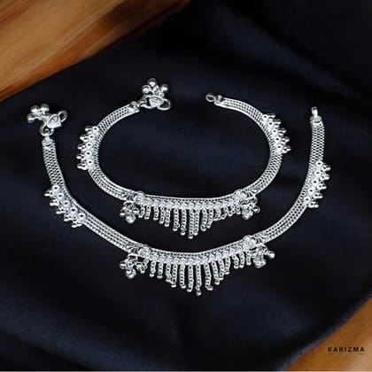 Real Silver Indian designer cute Women Anklets Ankle Pair 10.3"