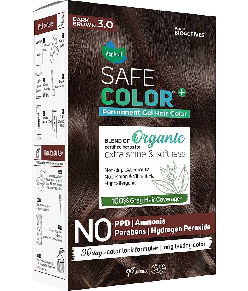 Vegetal Organic Permanent Hair Color 190 mL Dark Brown