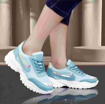 Latest Fashionable Women s Casual Sneakers Sports Shoes for Girls and Women (Size-37) Blue