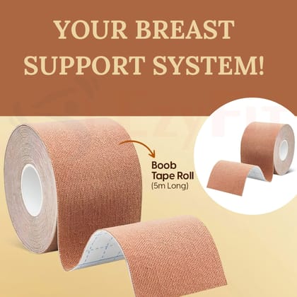 EZYFIT Boob Tape For Women for Breast Lift | Invisible | Breathable | Skin- Friendly Adhesive | Supports from All Directions, 12 Hrs Sticking Capacity | 5 mtr. long | 1 Pc