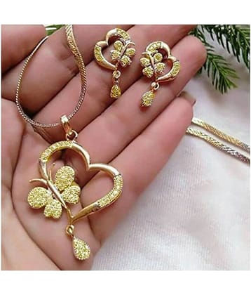 Darshini Designs Gold Plated Butterfly Pendant Set For Girls And Women