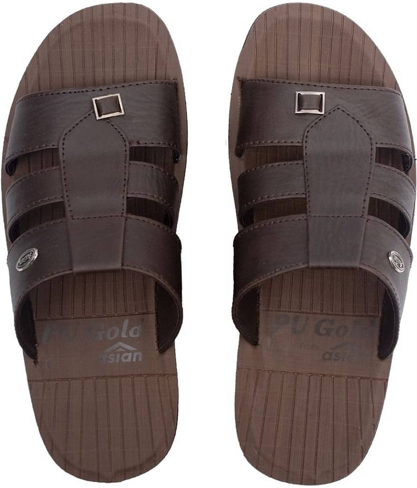 ASIAN Brown Men's Leather Slipper