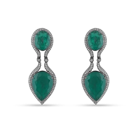 Aneeqa - Green Doublet dangler earrings
