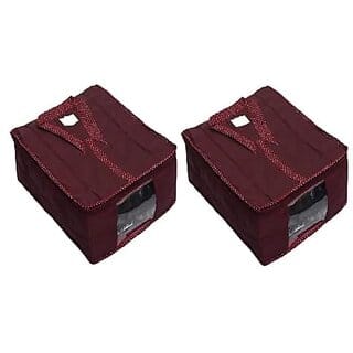 Aronkart Parachute Quilted Shirt Cover Wardrobe Cloth Organizer Shirts and Clothing Organizer (Pack of 2 Red)