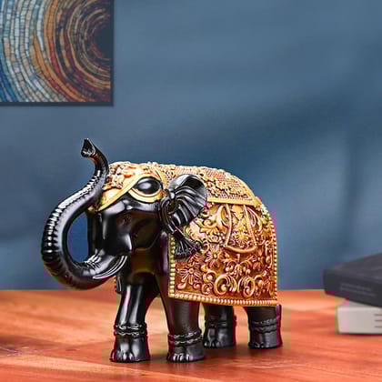 Artarium Black Royal Elephant Figurine Decorative Showpiece Home Decor Table Decor Gift Item, Elephant Idol, Vastu Feng Shui Pack of 1 Artarium Black Royal Elephant Figurine Decorative Showpiece Home Decor Table Decor Gift Item, Elephant Idol, Vastu Feng Shui Pack of 1