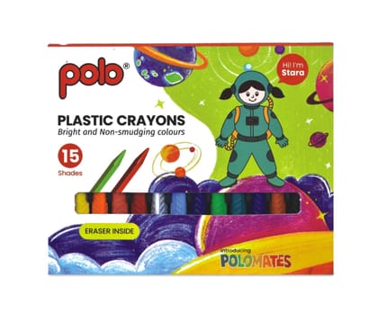 polo Triangular Plastic Crayons - 15 Vibrant Shades, Non-Toxic & Break-Resistant - Better Grip & Longer Lasting Than Standard Crayons - Ideal for Kids, Toddlers & Artists