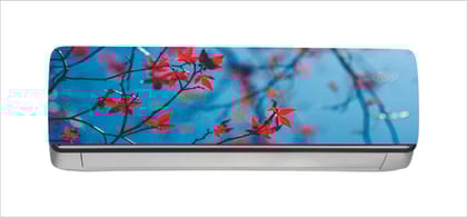 DreamKraft Beautiful Red Flowers Tree with Blur Background AC Sticker (Multicolor PVC Vinyl, 30cm X 91cm)