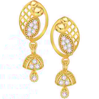 Sizzling Gold Plated dangler studs Jhumki CZ Earring for Women and Girls