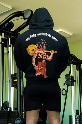 THE SON OF ANJANA LORD HANUMAN HOODIE (BLACK)-S