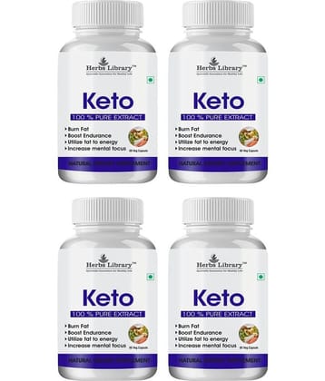 Herbs Library Keto Capules Supports Weight Loss with Garcinia Cambogia 60 Capsules Each (Pack of 4)