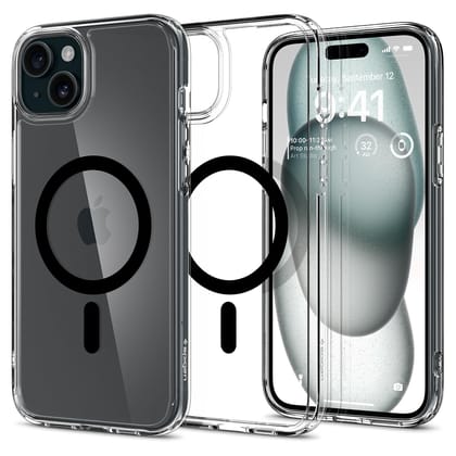 Spigen Ultra Hybrid MagFit Back Cover Case for iPhone 15 Plus, MagSafe Compatible, Air Cushion Technology - Polycarbonate + TPU | Black Spigen Ultra Hybrid MagFit Back Cover Case for iPhone 15 Plus, MagSafe Compatible, Air Cushion Technology - Polycarbon