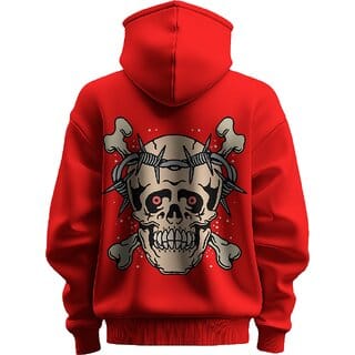 BULL CLOTHING Men's Face Red Hoodie  Bold Design with Barbed Wire  280 GSM Fleece for Ultimate Comfort and Style (S)