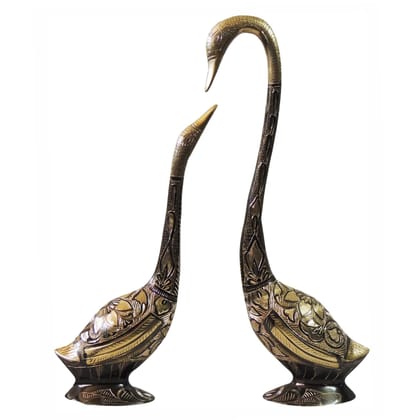 Brass Duck Pair Statue with Color Finish for Luxury Home Decor, Height : 14.5 Inch (ANMAS186 C)