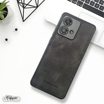 Black Classic Leather Case for Motorola G84
