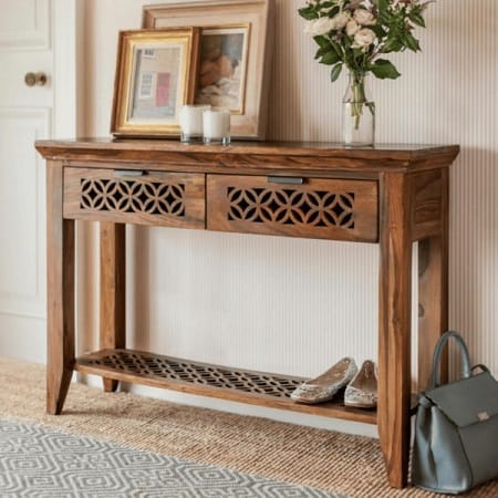 Novella Solid Wood Console Table (Honey Finish)