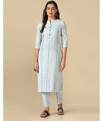 Hritika - Blue Straight Cotton Blend Women's Stitched Salwar Suit ( Pack of 1 )