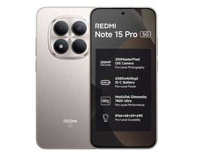 Redmi Note 15 Pro 5G Smartphone, 8GB RAM, 256GB Storage - Silver Ash