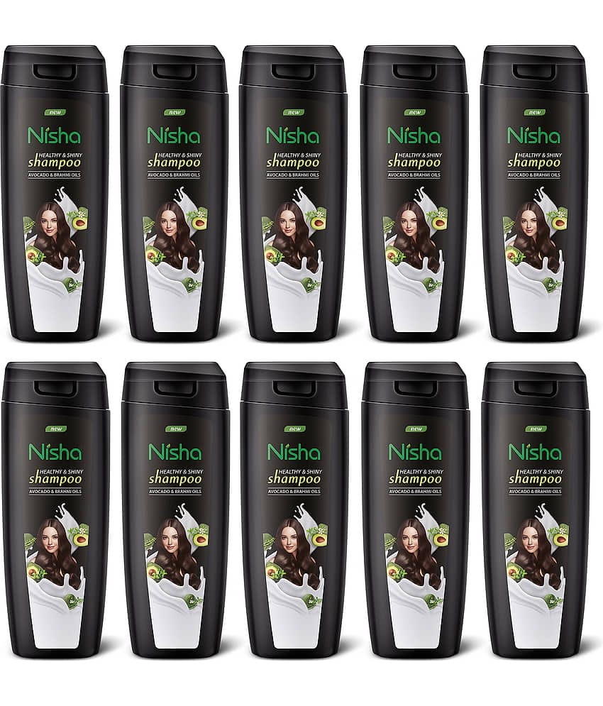 Nisha Healthy & Shiny Shampoo for Women Men 75ml Pack of 10, Avocado & Brahmi Shampoo for Strong Beautiful Hair