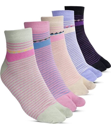 TF Pack of 5 Women's Cotton Blend Ankle Length Socks ( Multicolor )